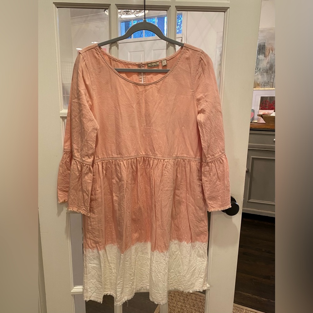Holding Horses blush and white ombré gathered dress with raw hem - size 12